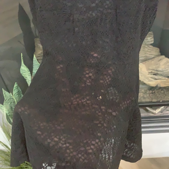 {Sweet Rain}Sz S Sheer Black Peplum Top - Picture 4 of 8